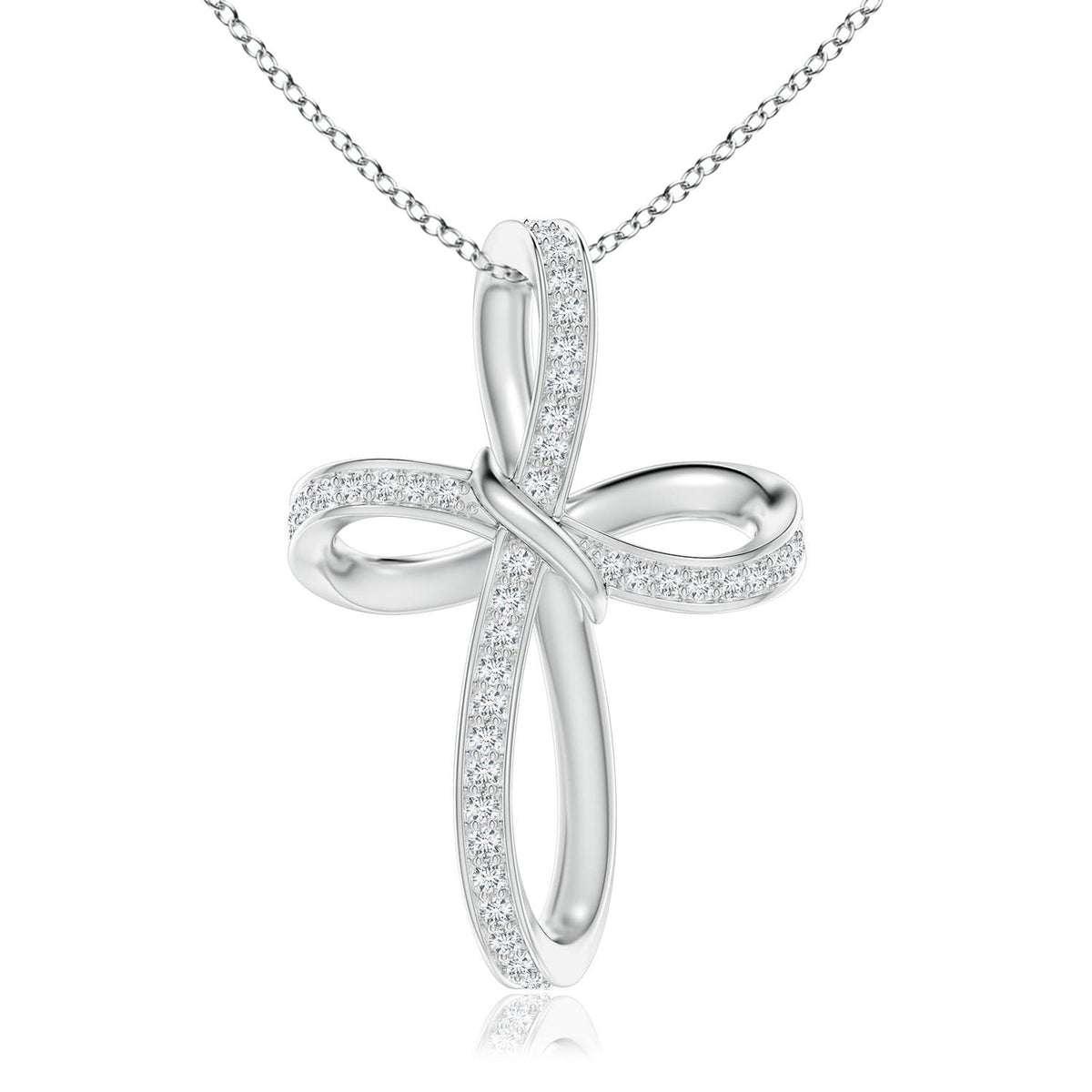 1.0 CTW Lab-Grown Classic Shared Prong-Set Diamond Cross Pendant in 18K Rose Gold