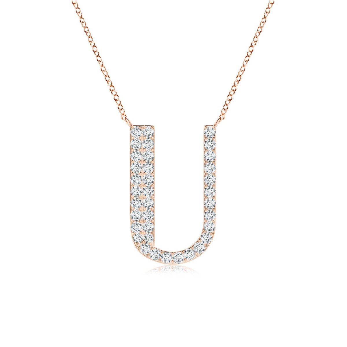 Capital "U" Initial Pendant in 14K Rose Gold