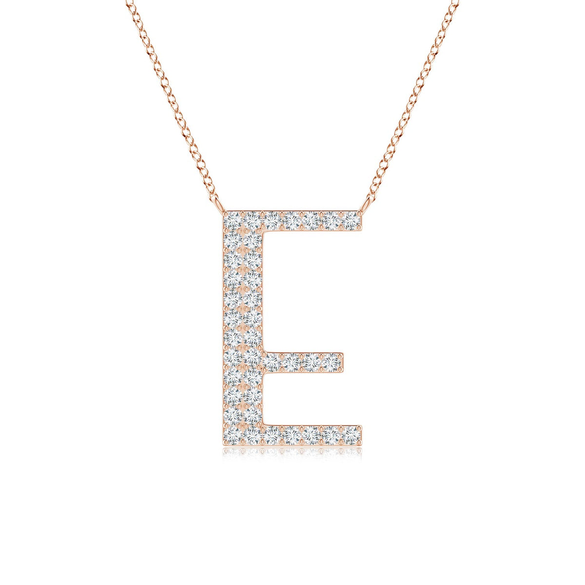 Lowercase "E" Initial Pendant in 14K Rose Gold