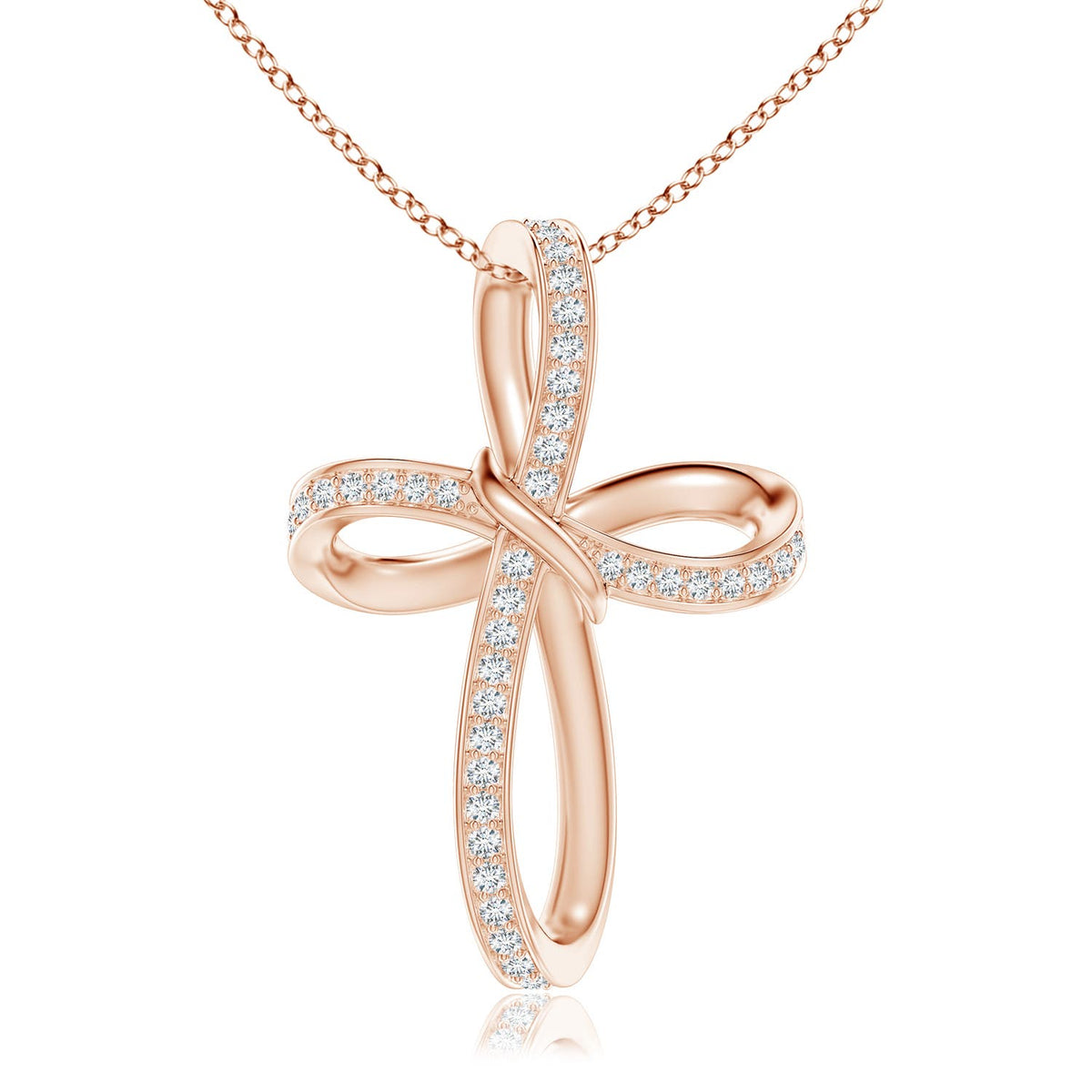1.0 CTW Classic Diamond Budded Cross Pendant in 18K Yellow Gold