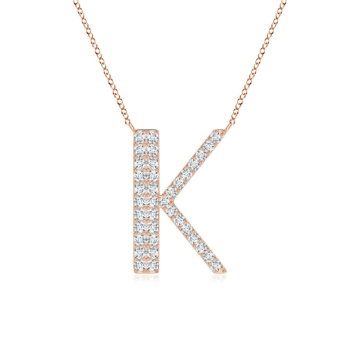 Lowercase "K" Initial Pendant in 14K Rose Gold