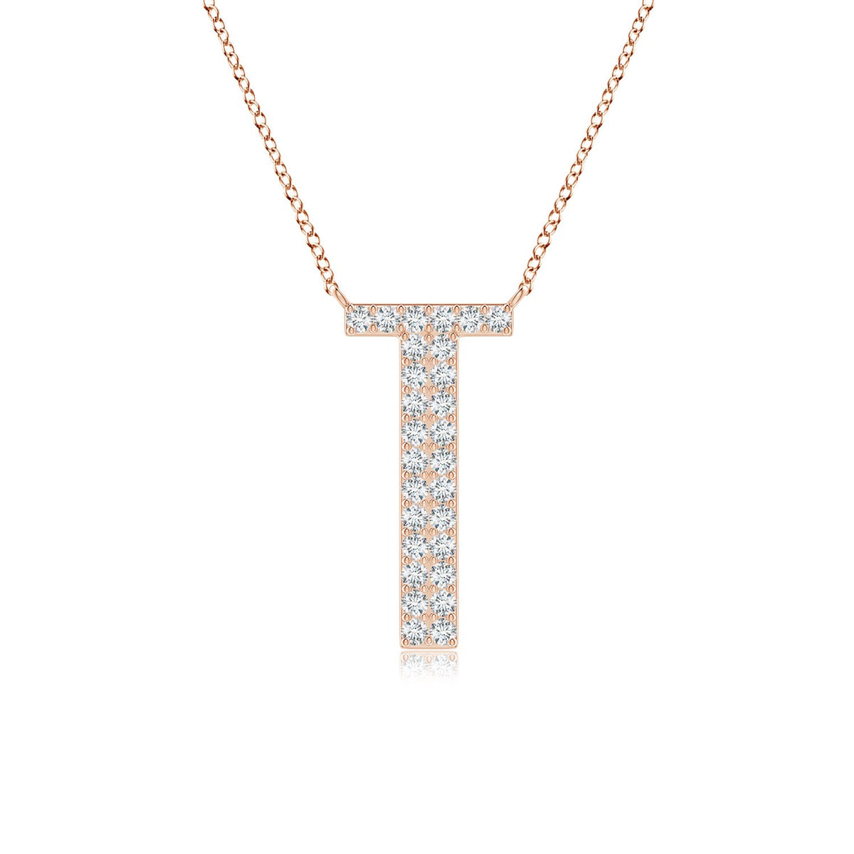 2 MM Bezel-Set Diamond Lowercase "Y" Initial Pendant in 14K White Gold