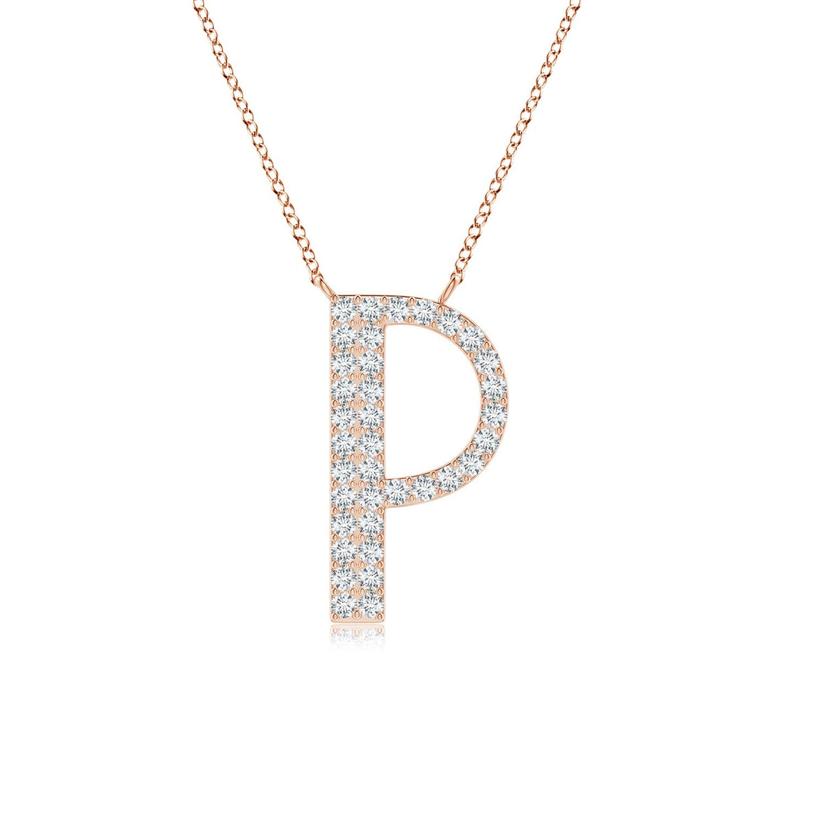 Lowercase "P" Initial Pendant in 14K Rose Gold