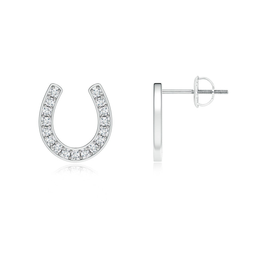 Pave-Set Diamond Horseshoe Stud Earrings