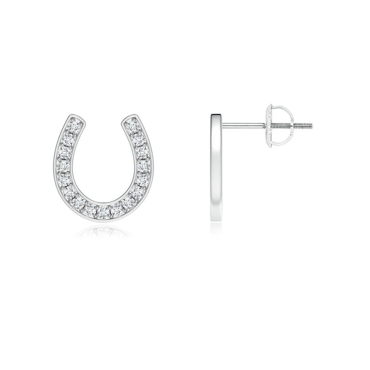 0.48 CTW Lab-Grown Pave-Set Diamond Horseshoe Stud Earrings in 18K Rose Gold
