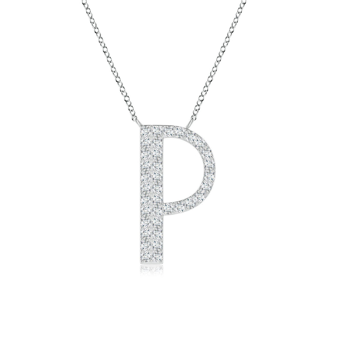 Lowercase "P" Initial Pendant in 14K White Gold