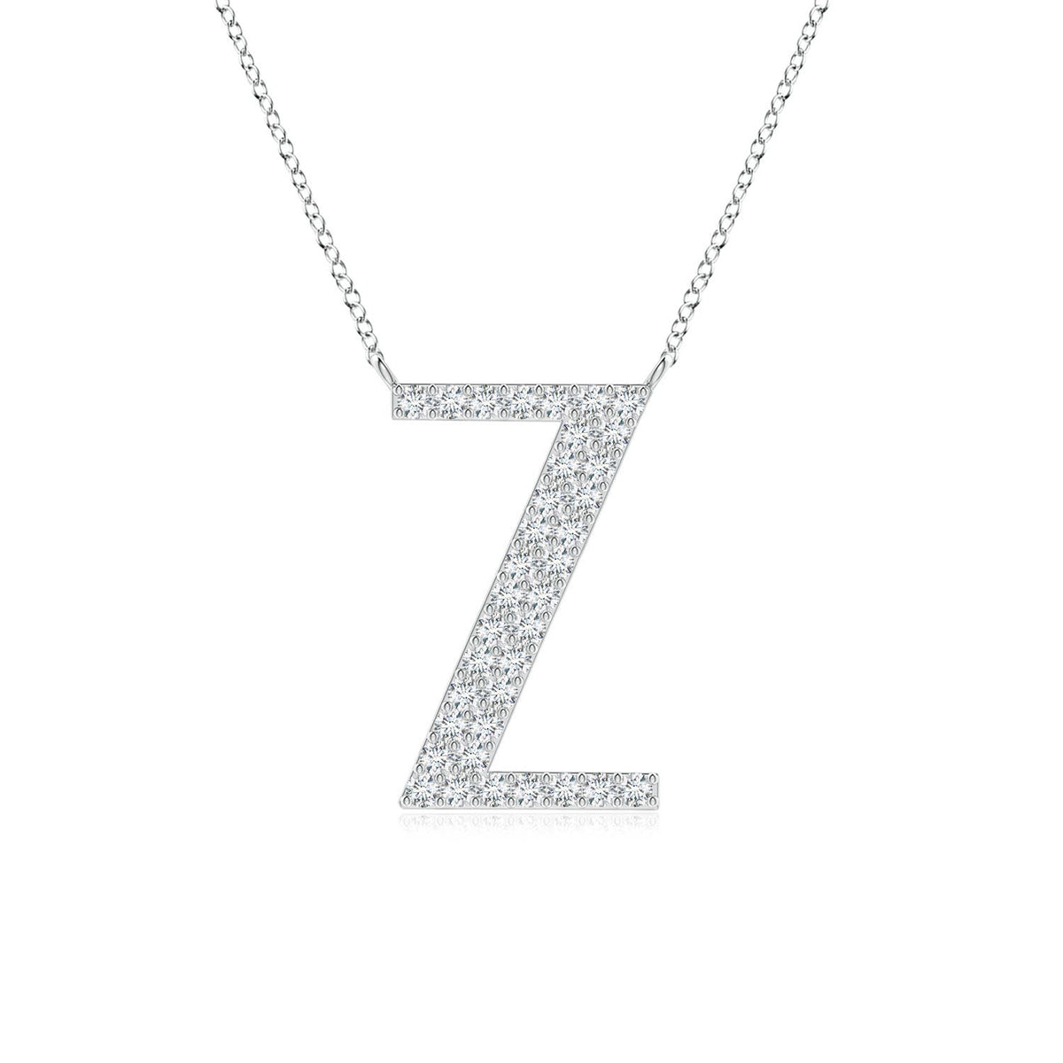 Capital "Z" Initial Pendant in 14K White Gold