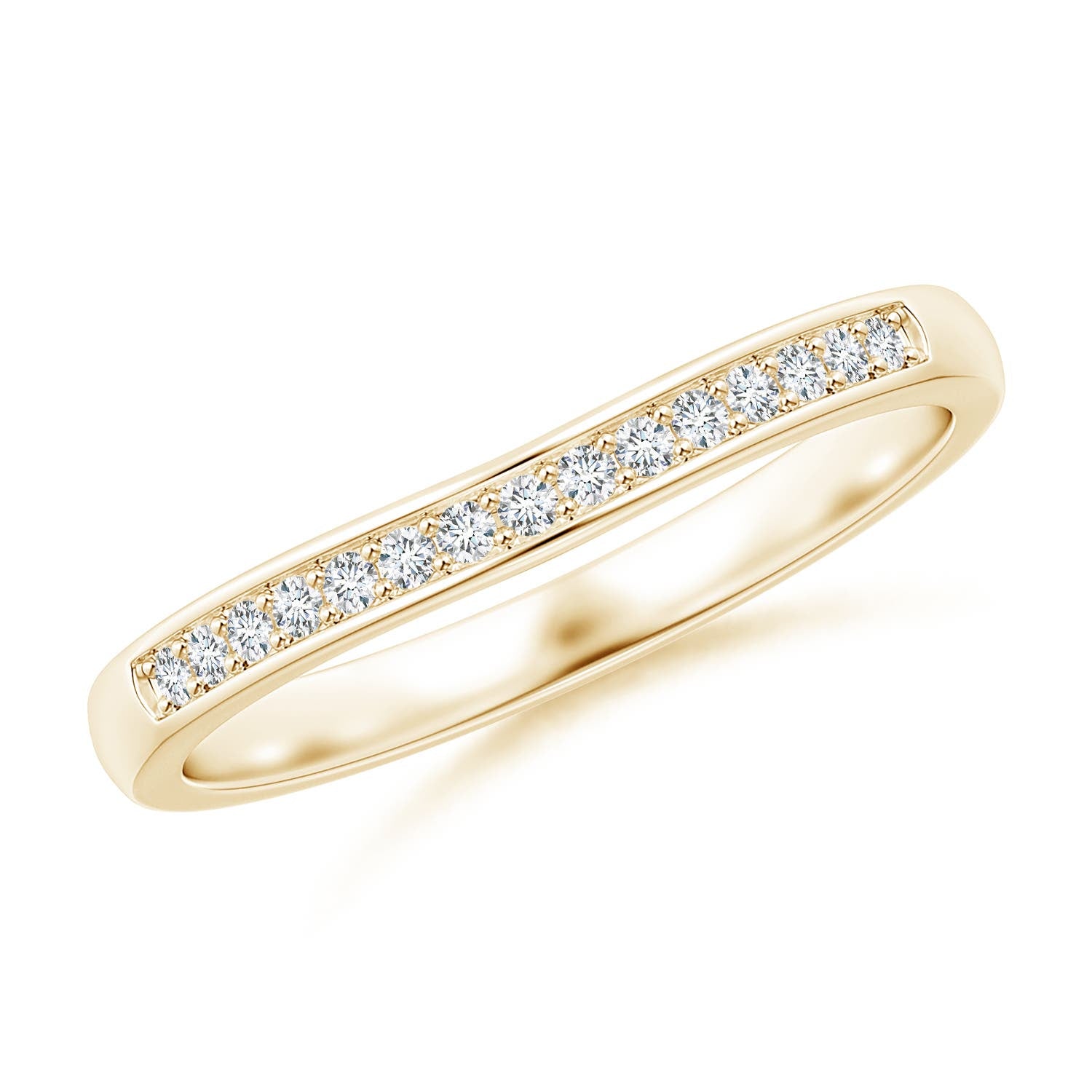 1 MM Pavé Set Diamond Bar Ring in 18K Yellow Gold