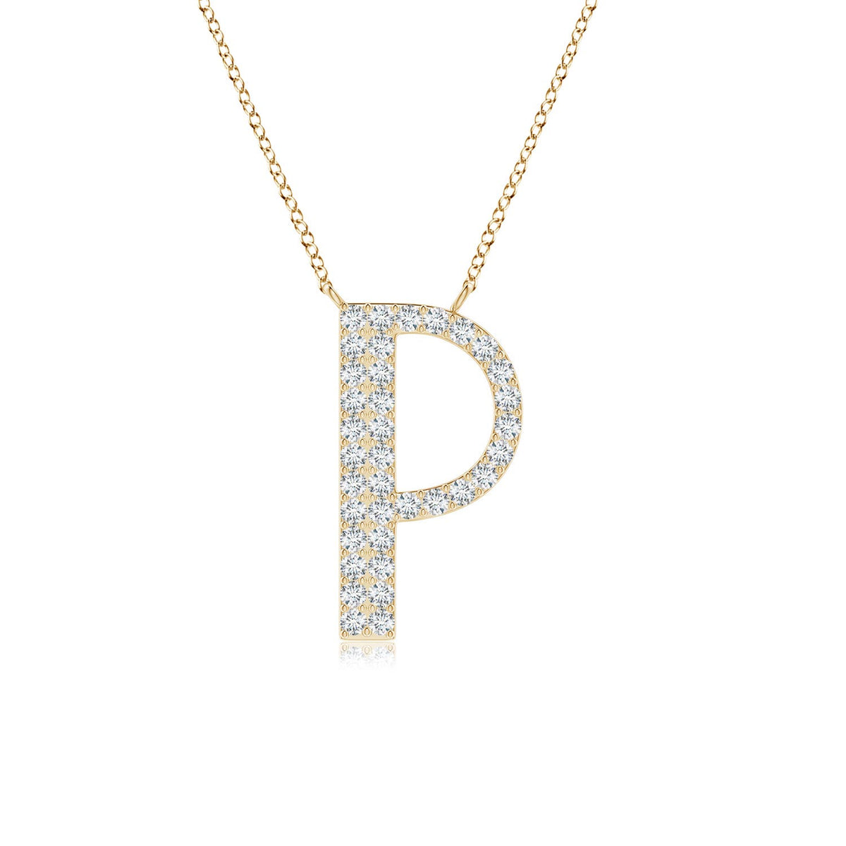 Capital "P" Initial Pendant in 14K Yellow Gold