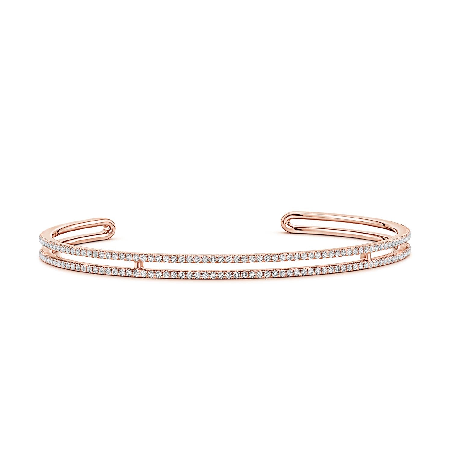 0.29 CTW Prong-Set Diamond Heart Frame Stackable Bracelet in 18K Rose Gold
