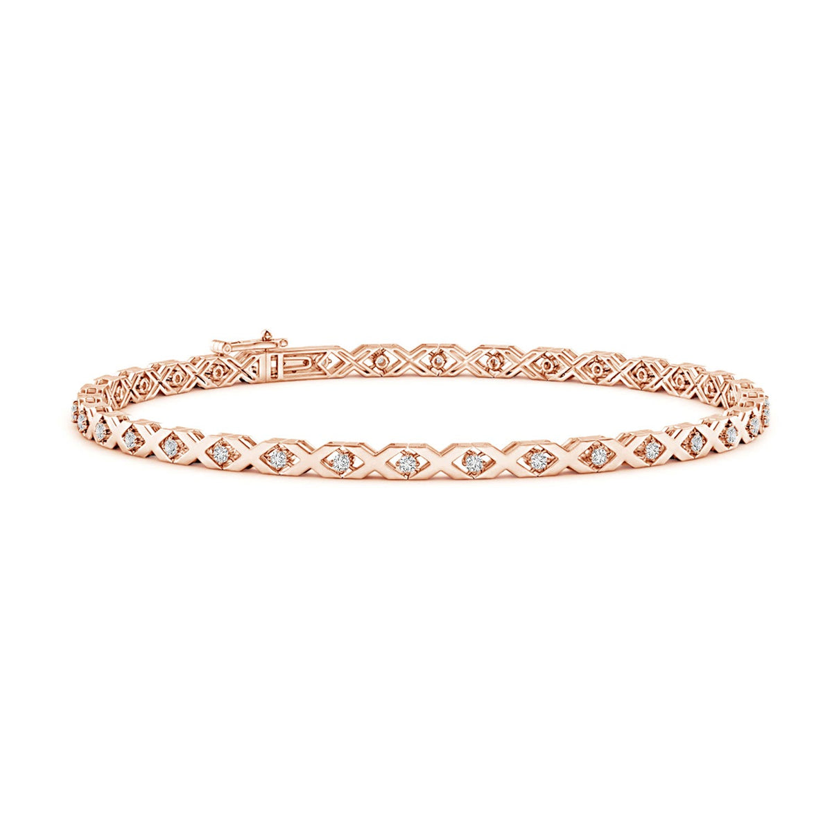 0.52 CTW Bezel-Set Round Diamond Charm Bracelet in 18K Rose Gold