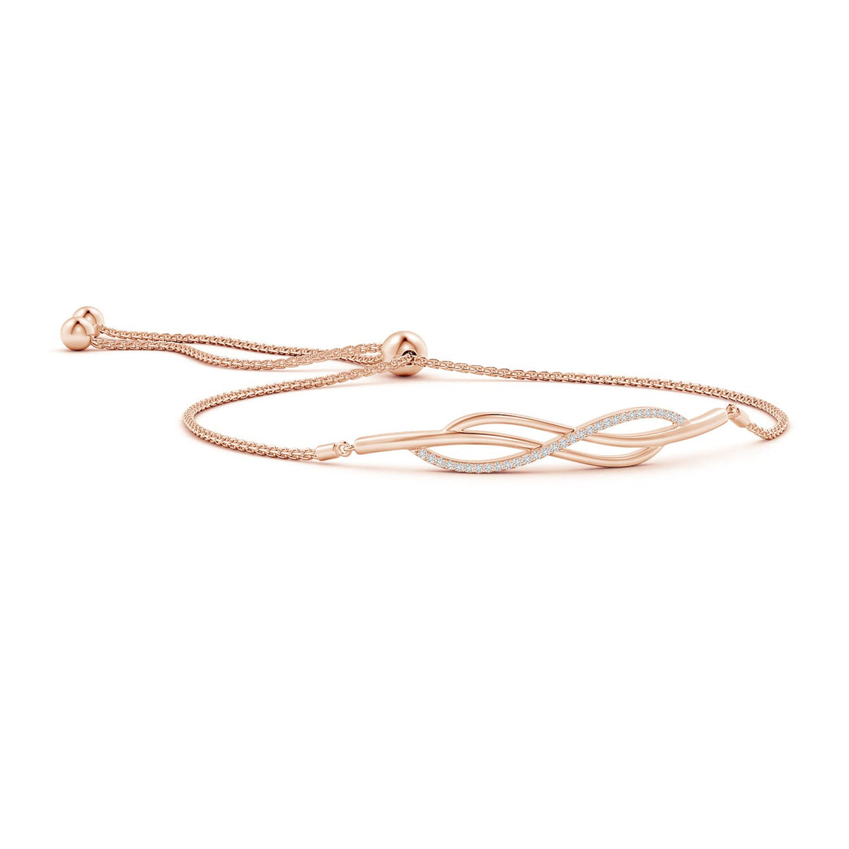 0.37 CTW Diamond Cluster Evil Eye Bolo Bracelet in 14K Rose Gold