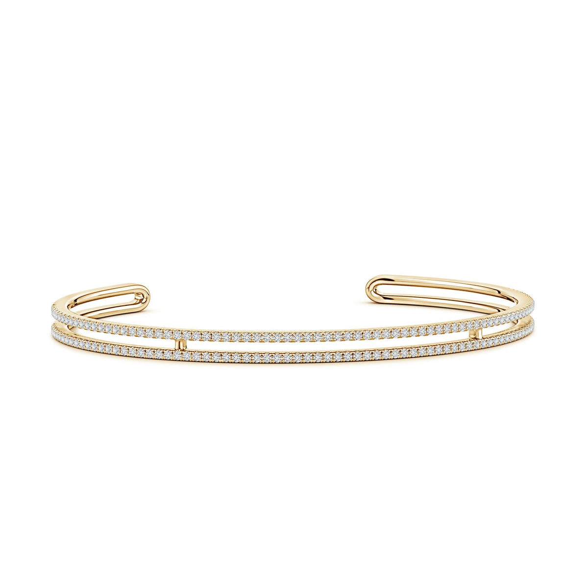 1.26 CTW Prong-Set Round Diamond Zig-Zag Tennis Bracelet in 14K Yellow Gold