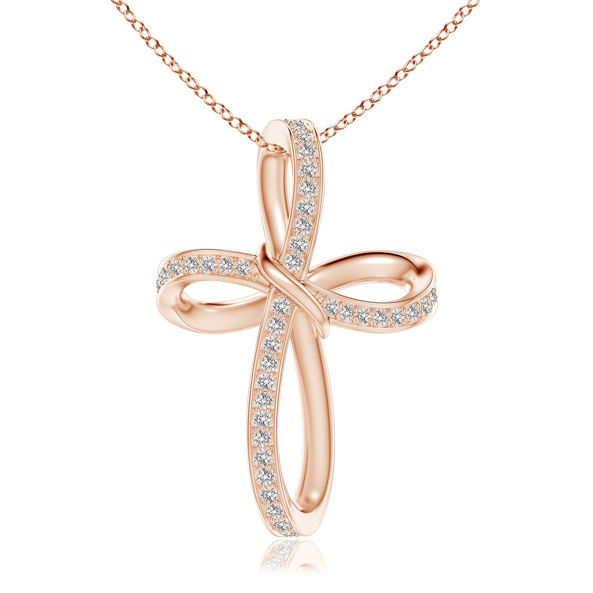 0.26 CTW Pave-Set Diamond Infinity Cross Pendant in 14K Rose Gold