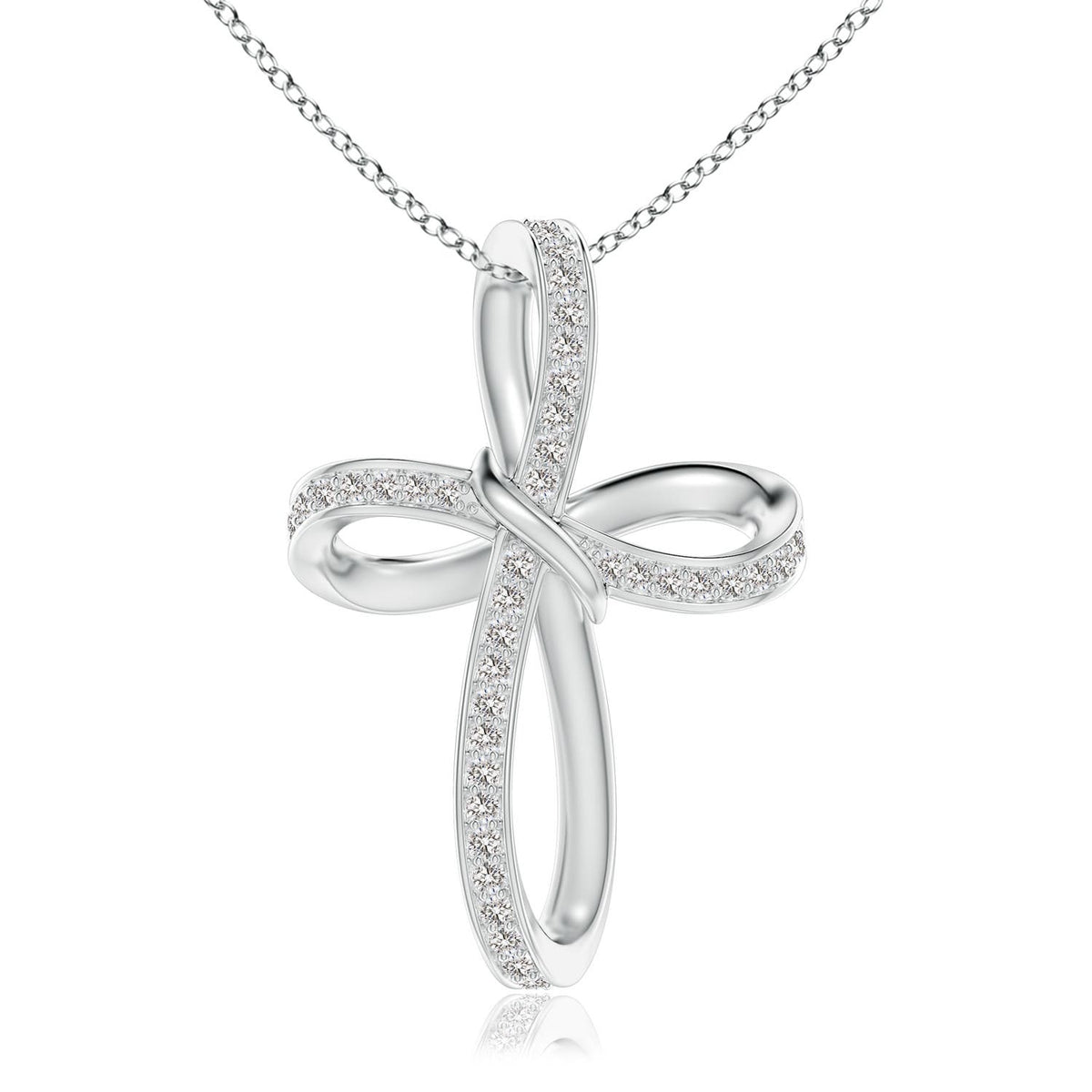 1.05 CTW Prong and Bar Set Diamond Cross Pendant in 14K White Gold
