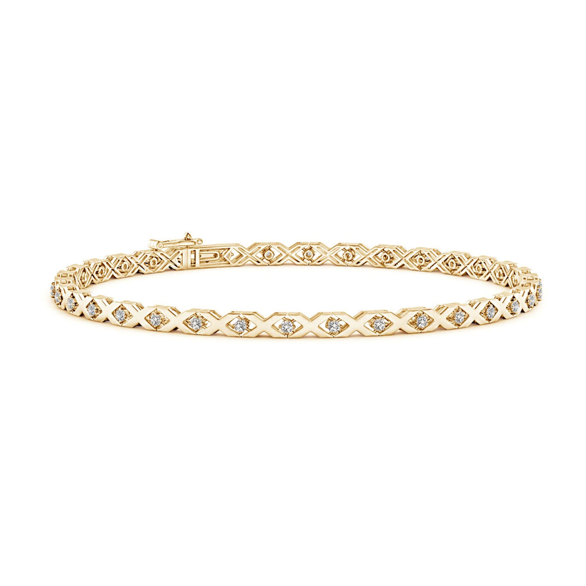 1.6 MM Pavé-Set Diamond Triple Frame Evil Eye Bracelet in 18K Yellow Gold