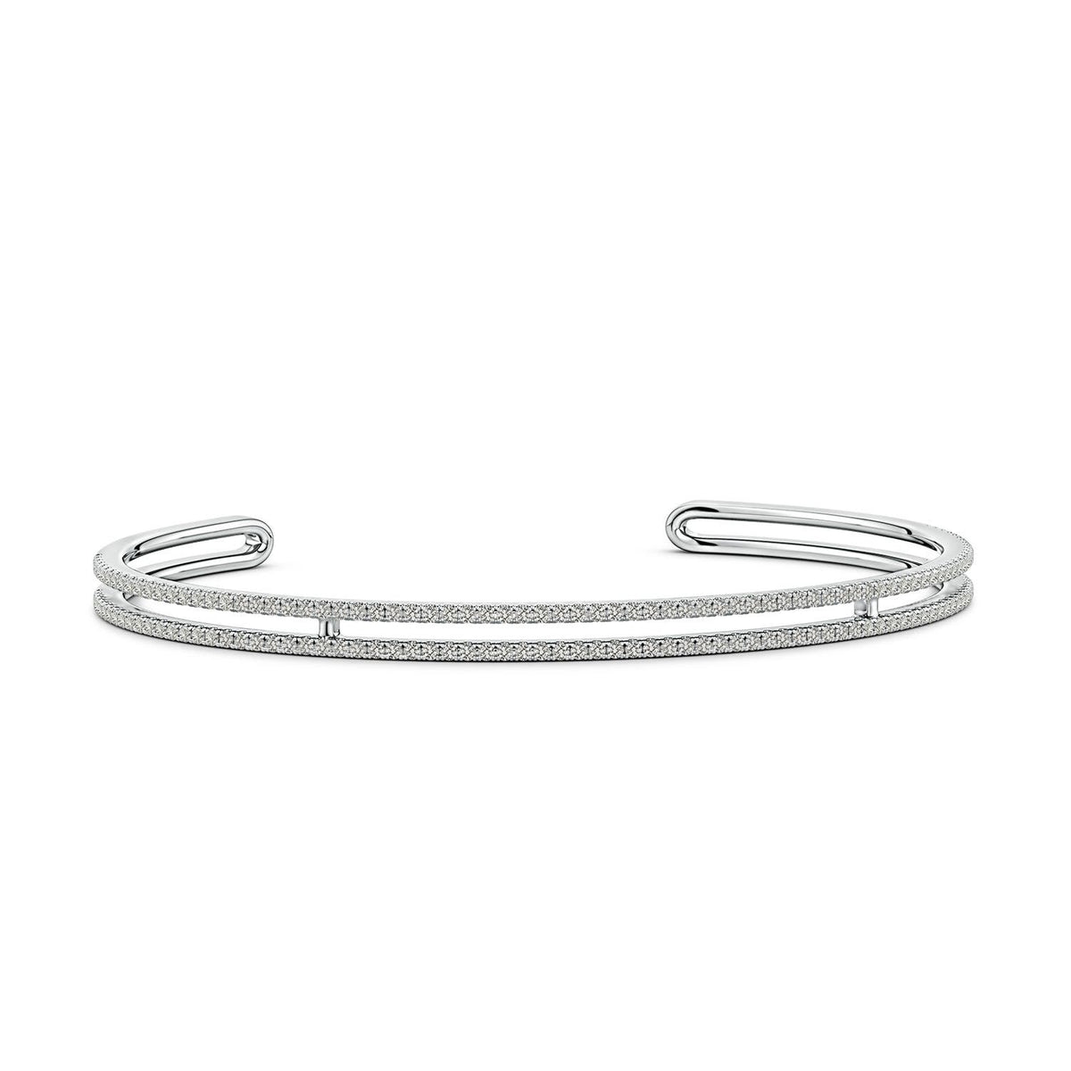 3 MM Five-Stone Round Diamond Station Cuff Bracelet in Platinum