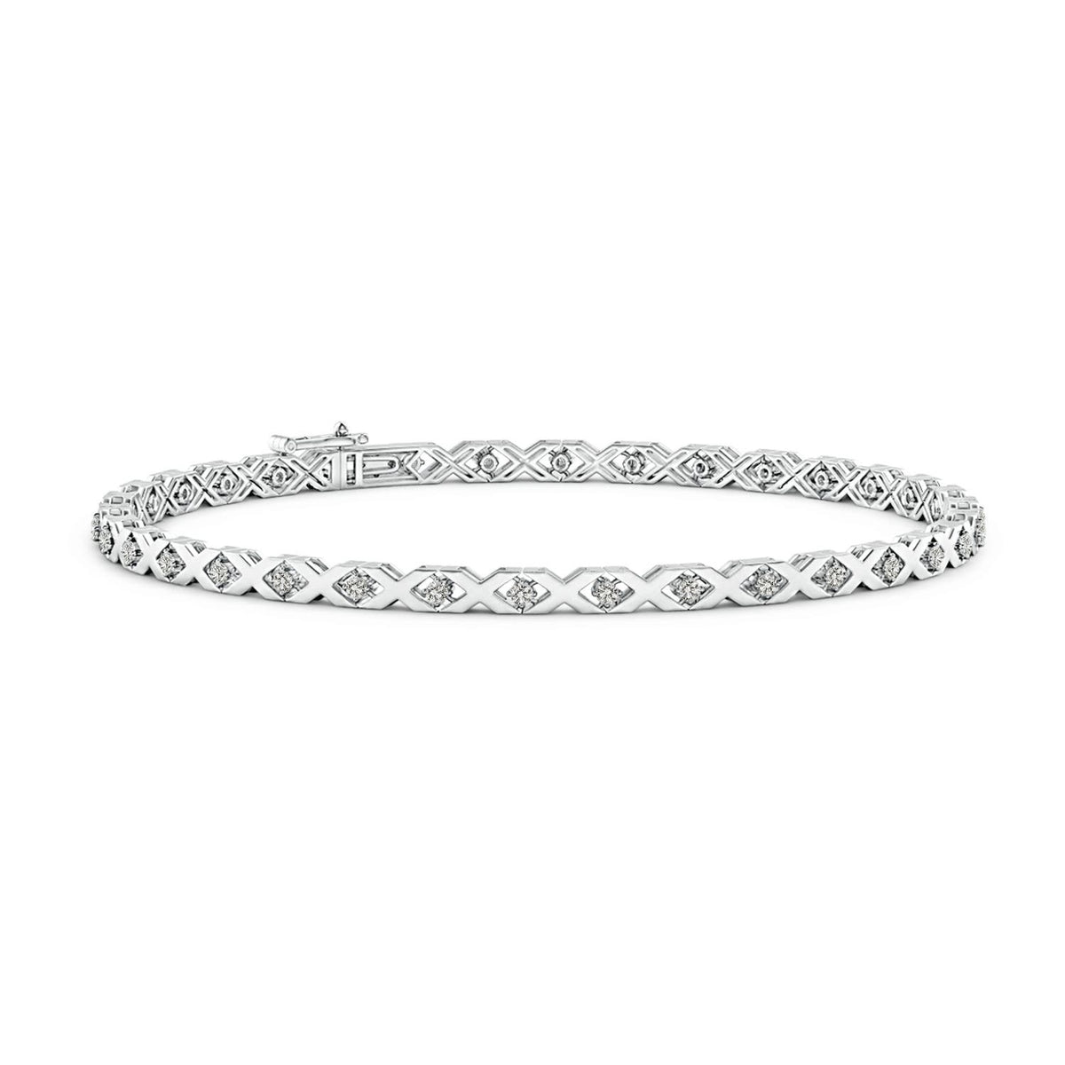 1.6 MM Pavé-Set Diamond Triple Frame Evil Eye Bracelet in 18K White Gold