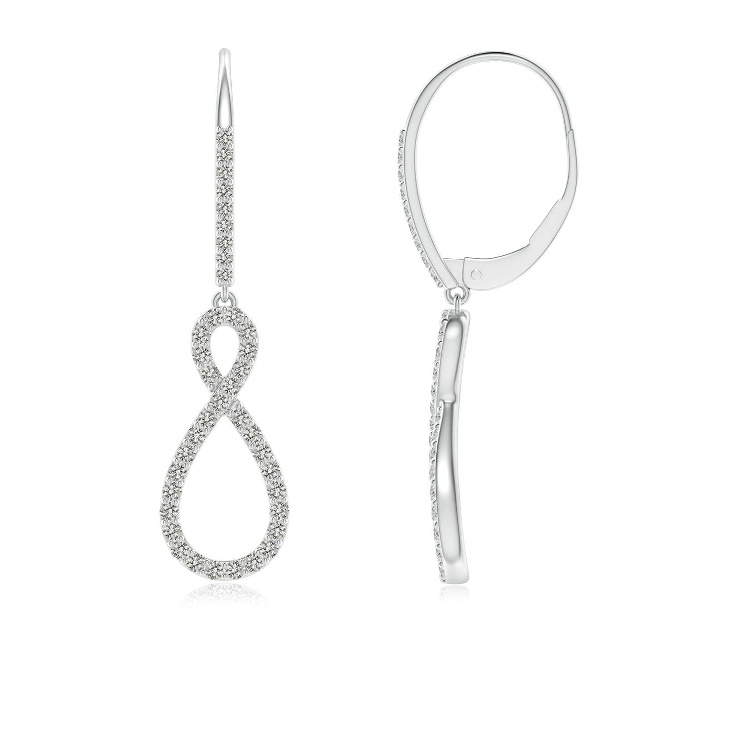 0.76 CTW Four-Petal Floral Diamond Cluster Halo Drop Earrings in 18K White Gold