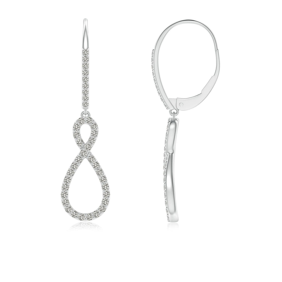 1.0 CTW Classic Bezel-Set Round Diamond Leverback Drop Earrings in 14K White Gold