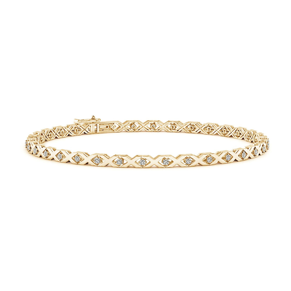 2.2 MM Pavé-Set Diamond Triple Frame Evil Eye Bracelet in 14K Yellow Gold