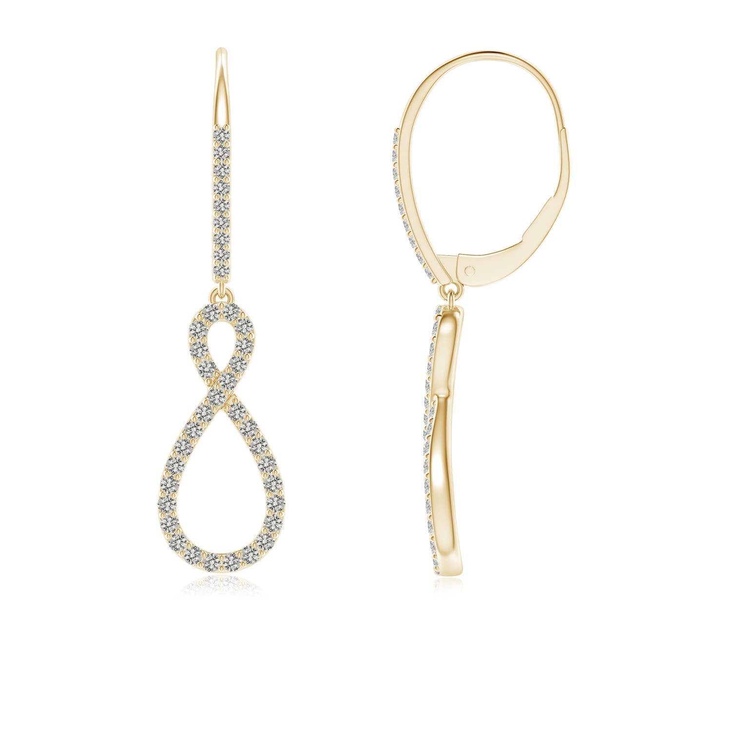 1.0 CTW Classic Bezel-Set Round Diamond Leverback Drop Earrings in 14K Yellow Gold