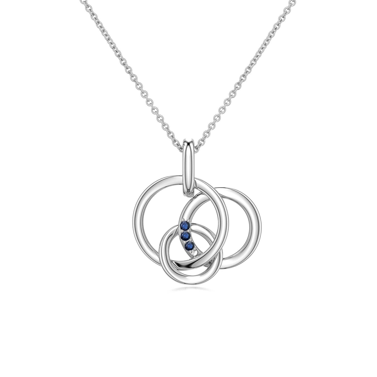 0.65 CTW Classic Six Petal Sapphire Flower Pendant with Diamond in Platinum