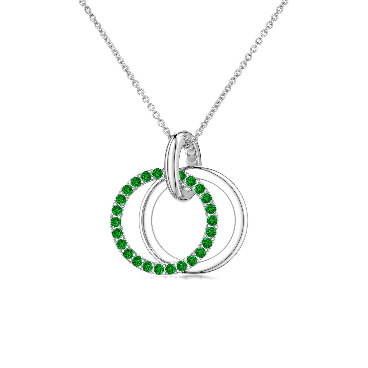 1 MM Interlocking Diamond Open Circle Pendant in Silver