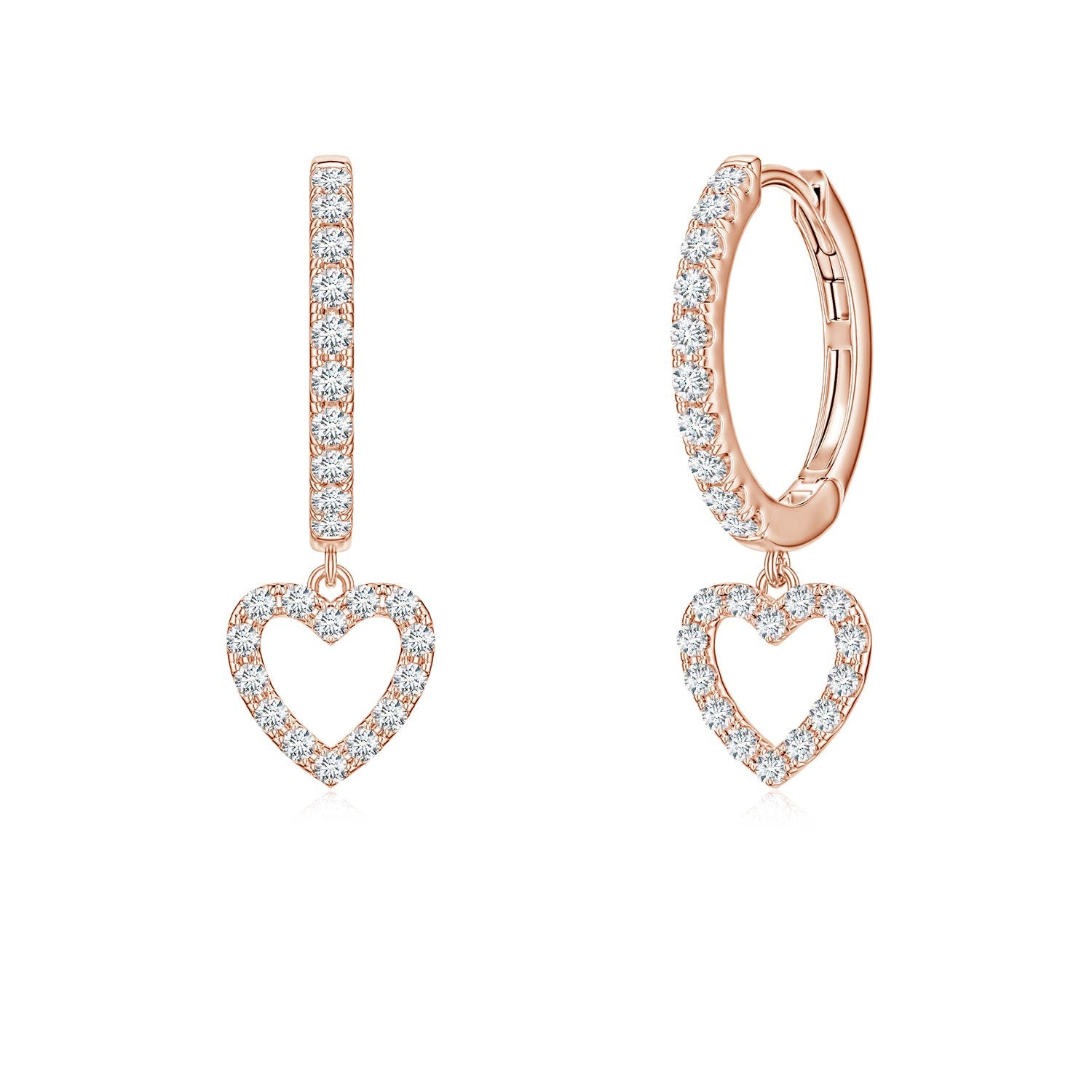 0.38 CTW Pave-Set Diamond Star and Moon Front-Back Dangle Earrings in 14K Rose Gold