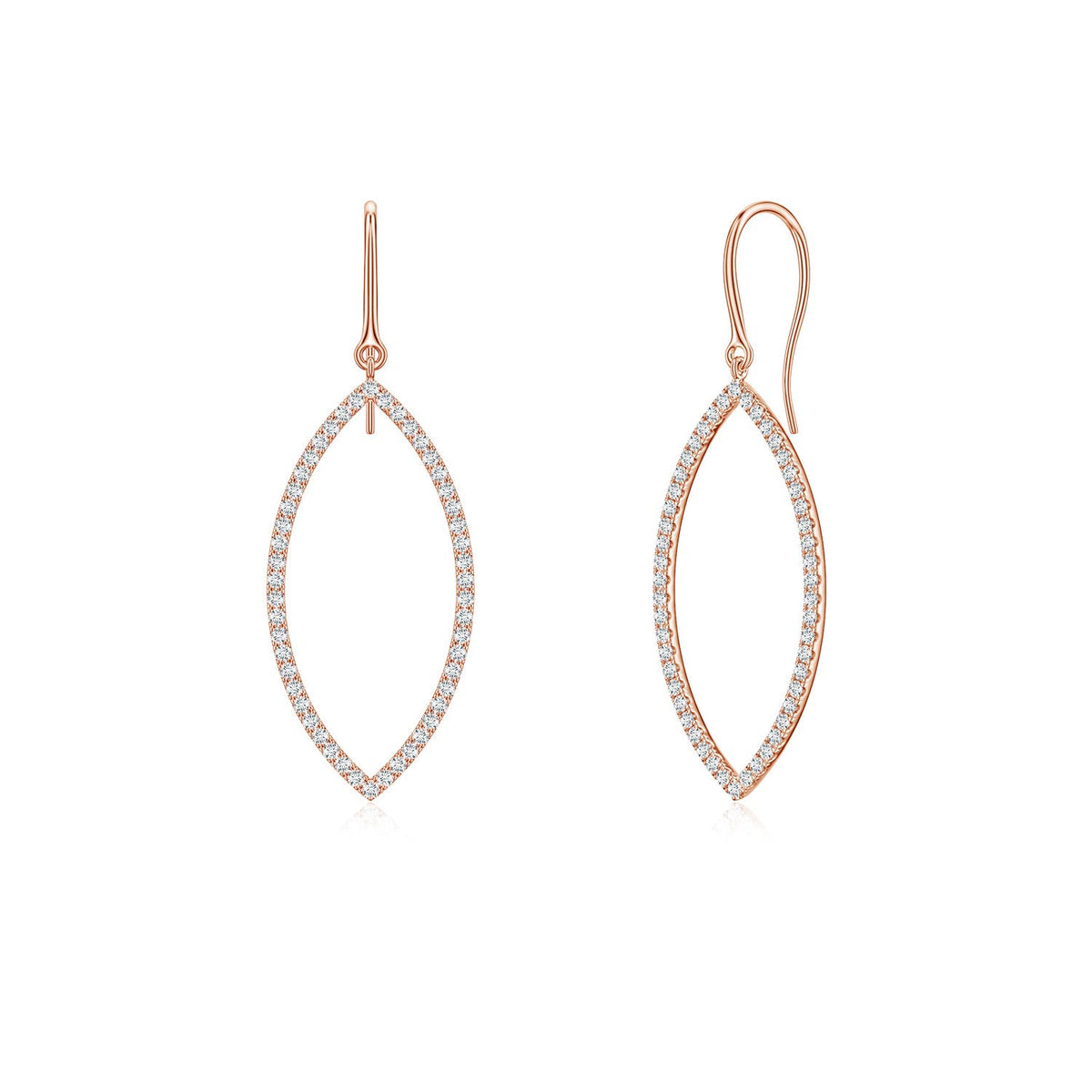 1.57 CTW Lab-Grown Yard Chain Diamond Drop Earrings in 18K Rose Gold