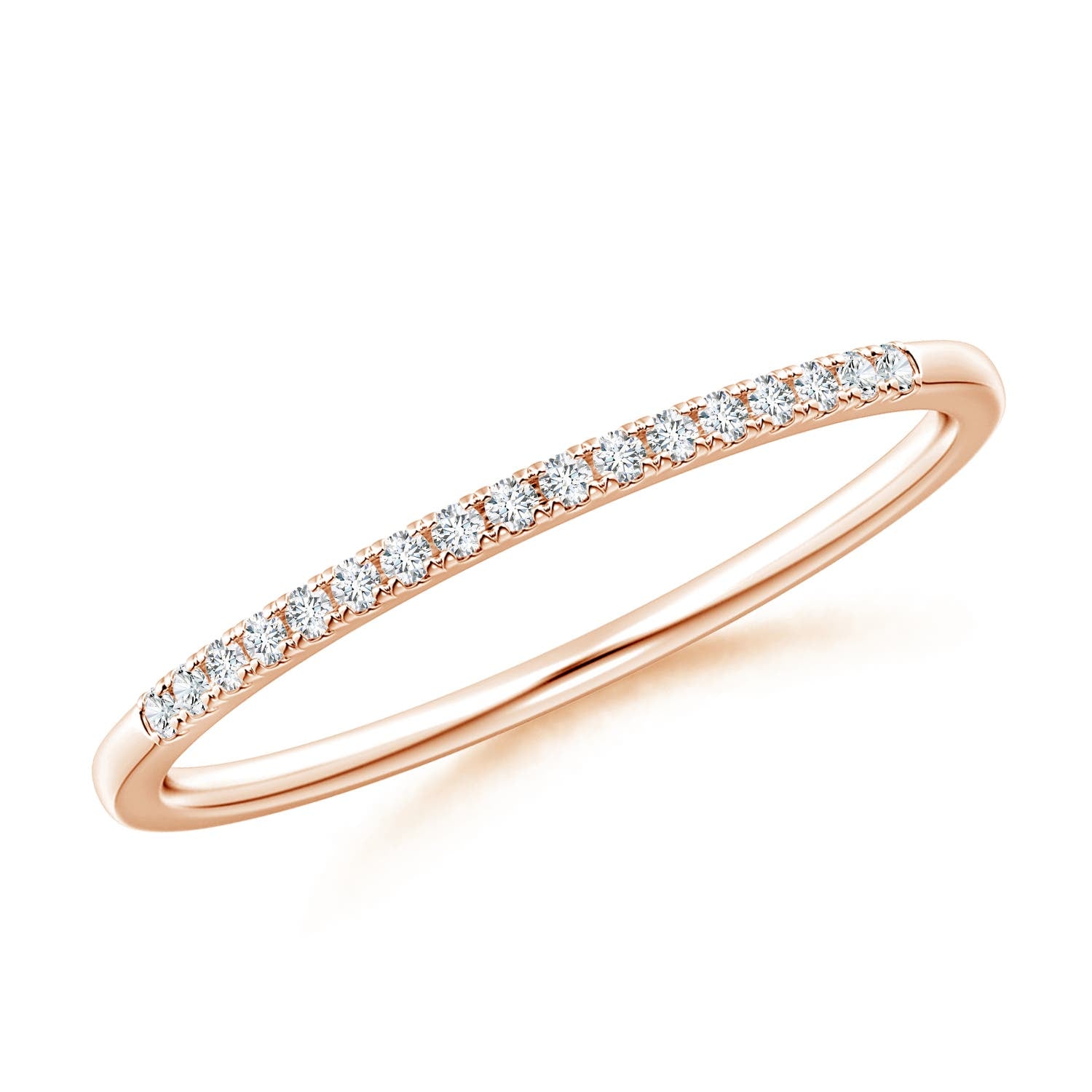1 MM Pavé Set Diamond Bar Ring in 18K Yellow Gold