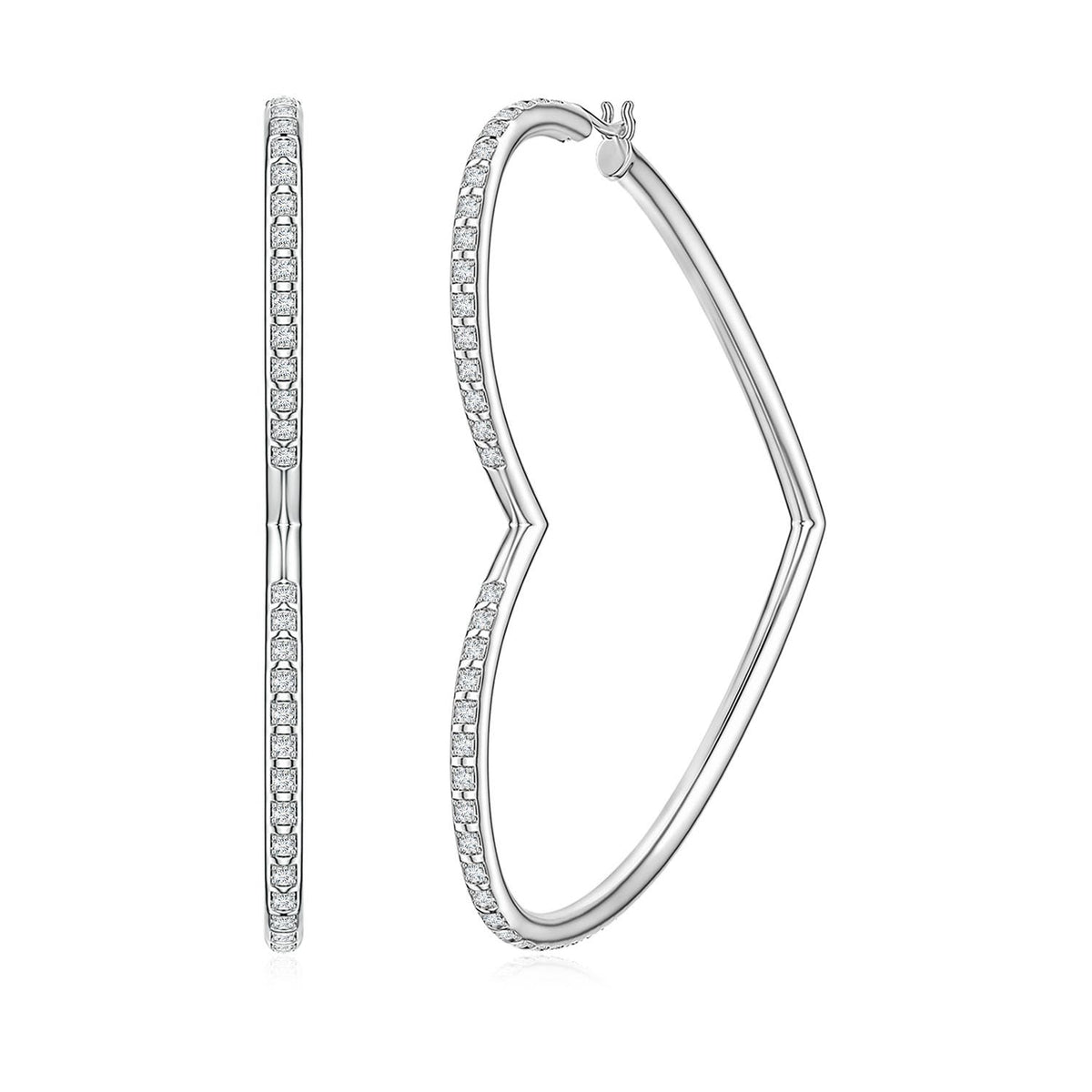 3.0 CTW Lab-Grown Channel-Set Diamond Hoop Earrings in 18K White Gold