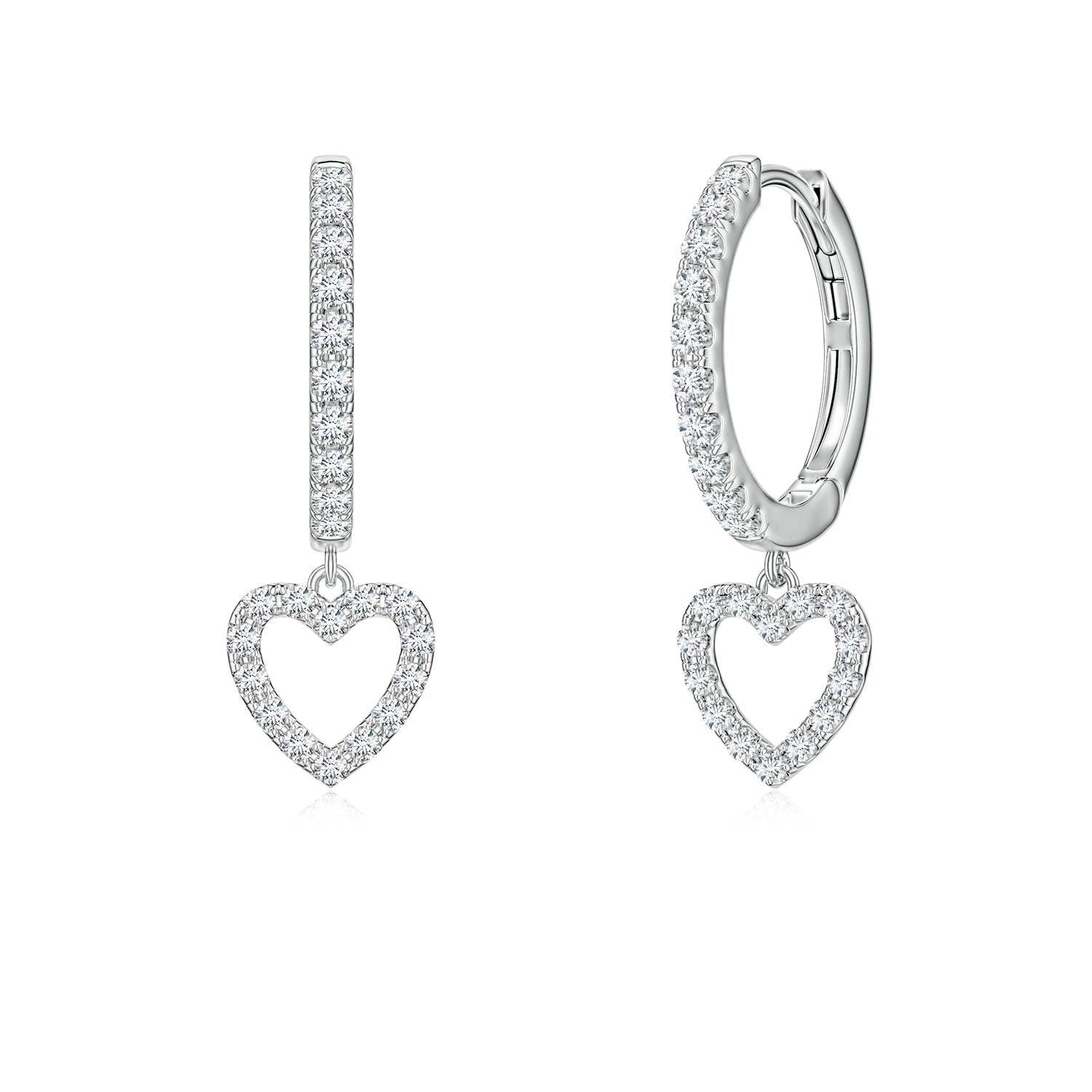 0.38 CTW Pave-Set Diamond Star and Moon Front-Back Dangle Earrings in 14K White Gold