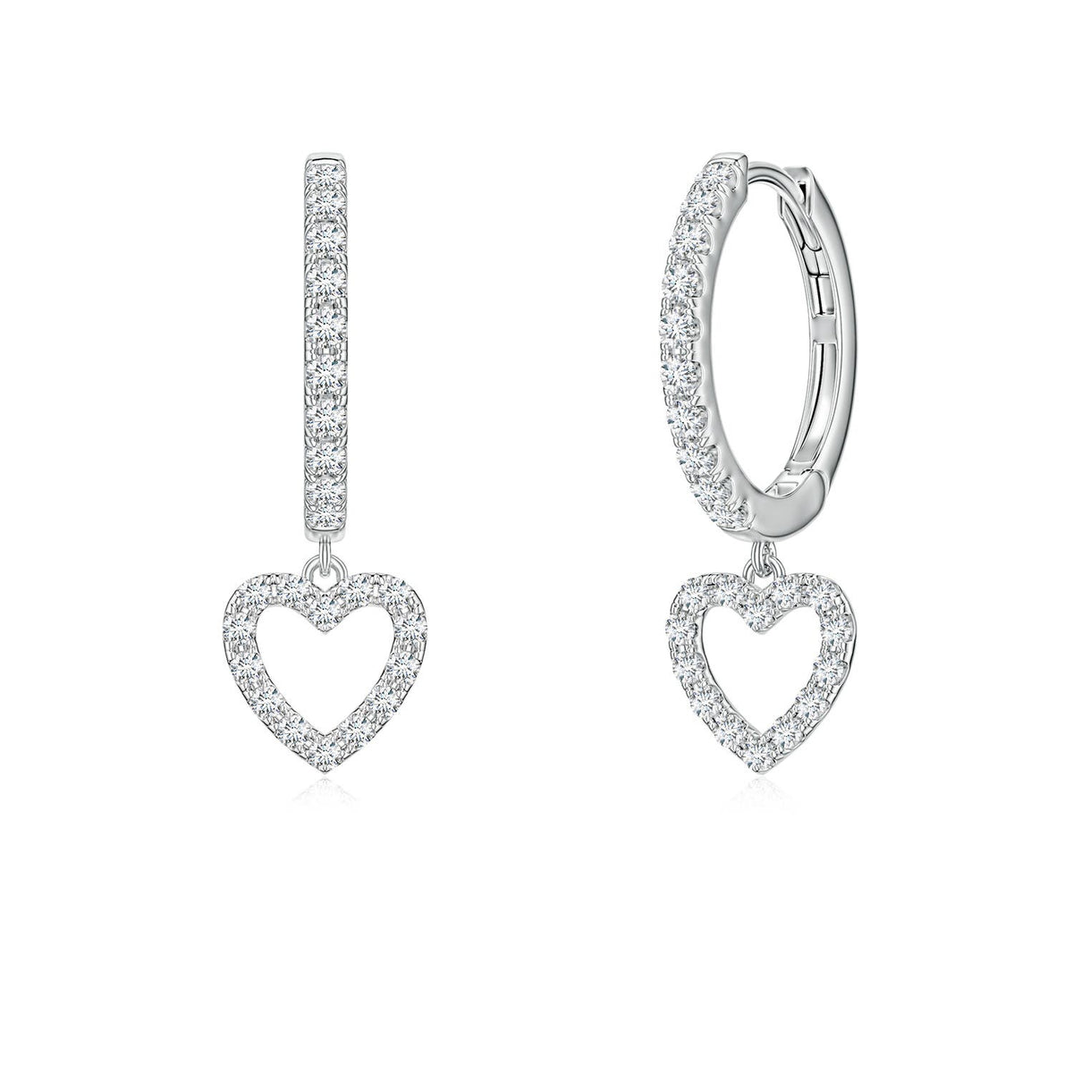0.51 CTW Diamond Double Halo Teardrop Dangle Earrings in 18K White Gold