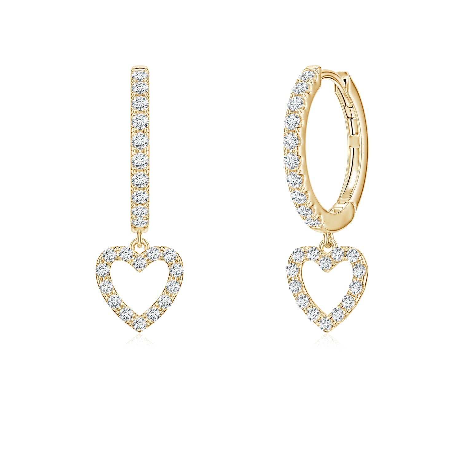 0.38 CTW Pave-Set Diamond Star and Moon Front-Back Dangle Earrings in 14K Yellow Gold