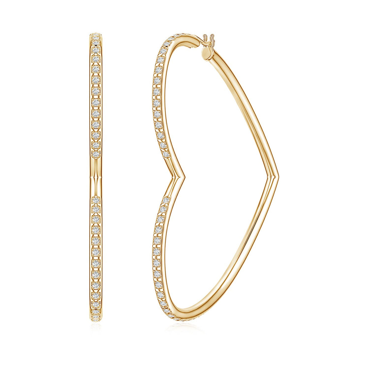5.52 CTW Lab-Grown Prong-Set Round Diamond Inside Out Hinged Clip Hoop Earrings in 18K Yellow Gold