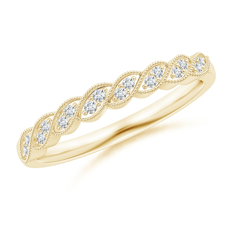 Aeon Vintage Style Diamond Twisted Half Eternity Milgrain Wedding Ring