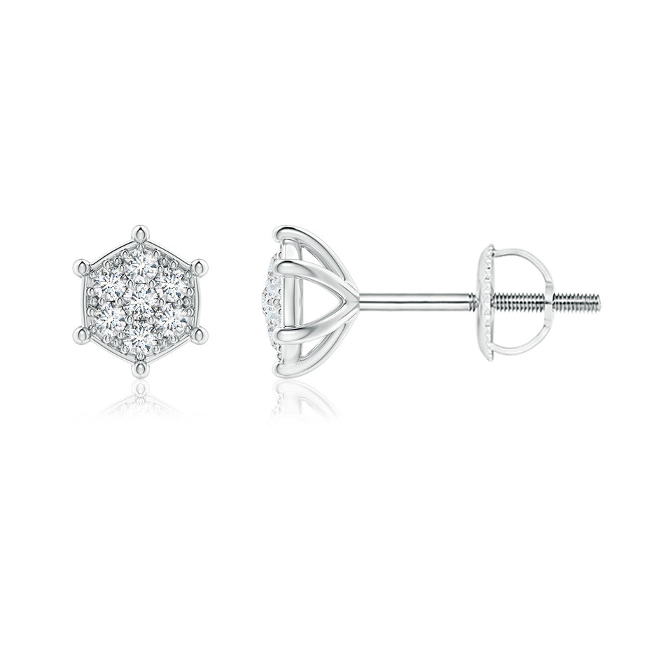 Pavé-Set Diamond Hexagon Stud Earrings