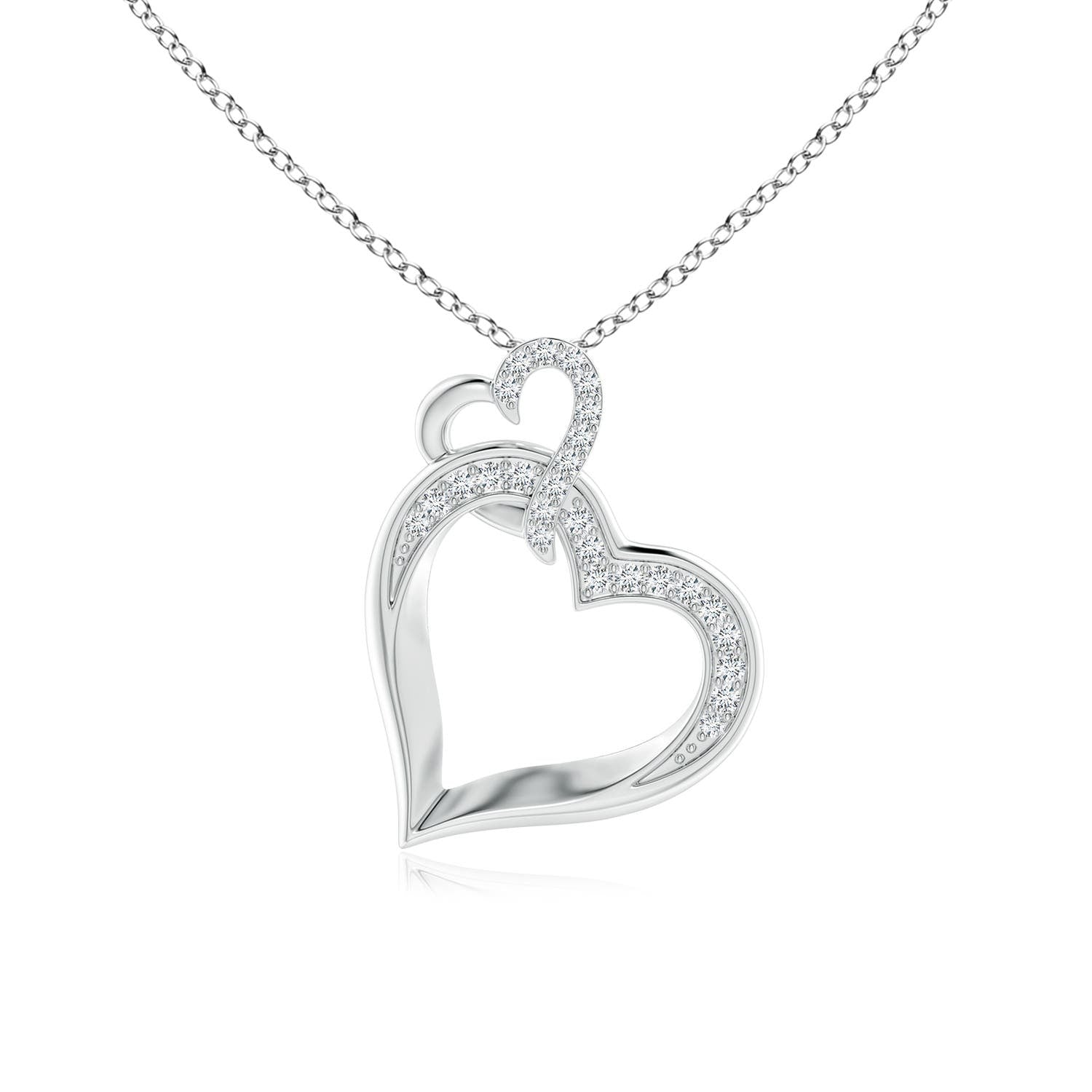 4 MM Shell Style Heart Diamond Infinity Pendant in Platinum