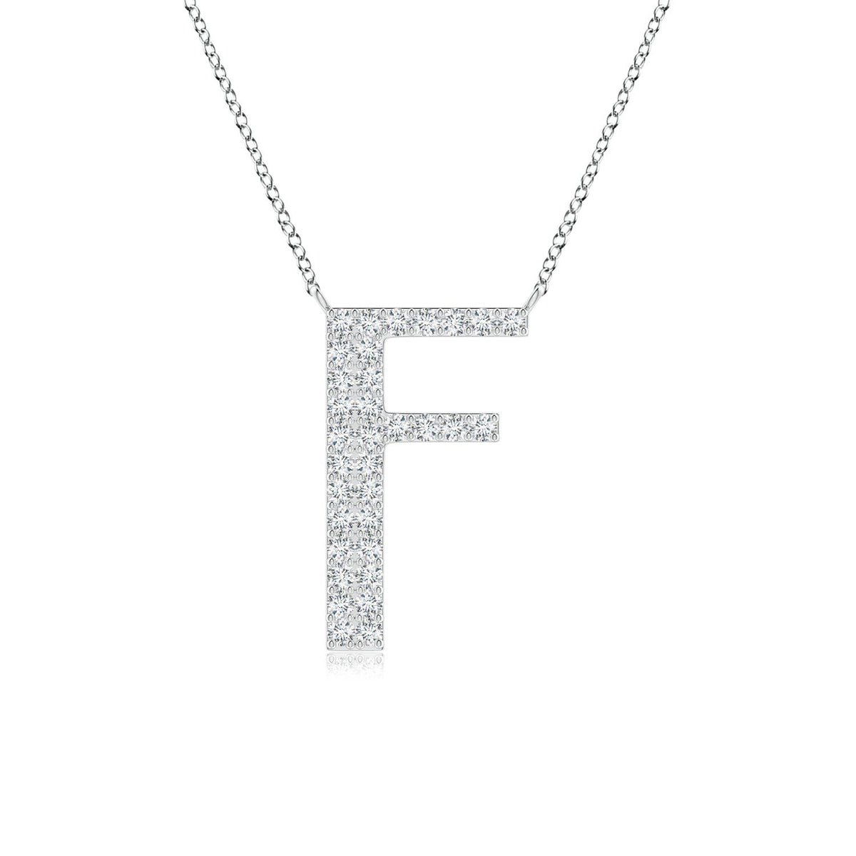 Lowercase "F" Initial Pendant in Platinum