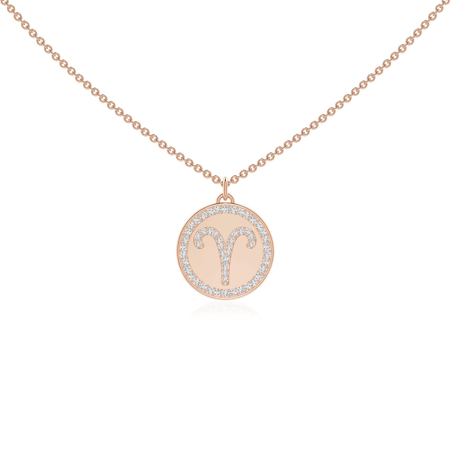 0.28 CTW Diamond Aries Zodiac Sign Reversible Medallion Pendant in 14K Rose Gold