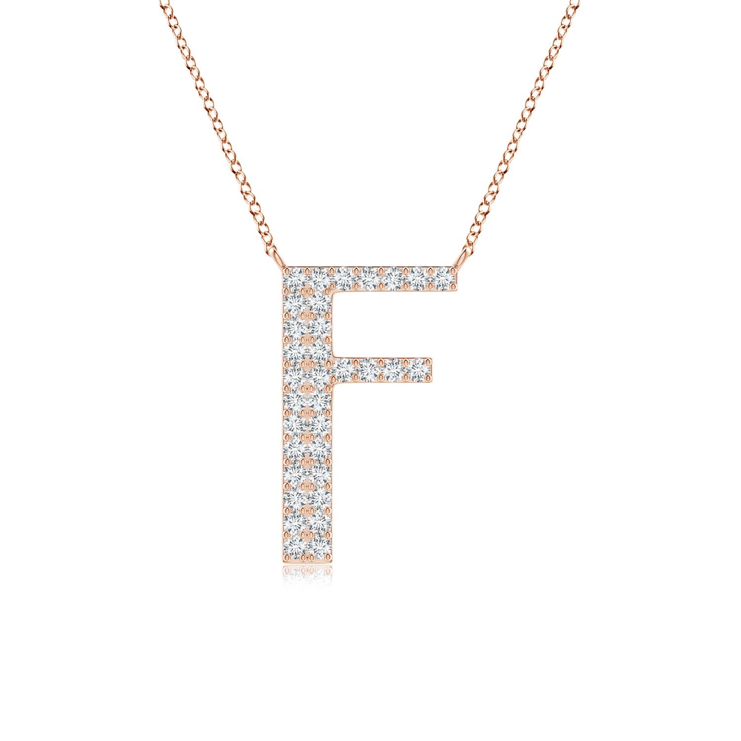 Lowercase "F" Initial Pendant in 14K Rose Gold
