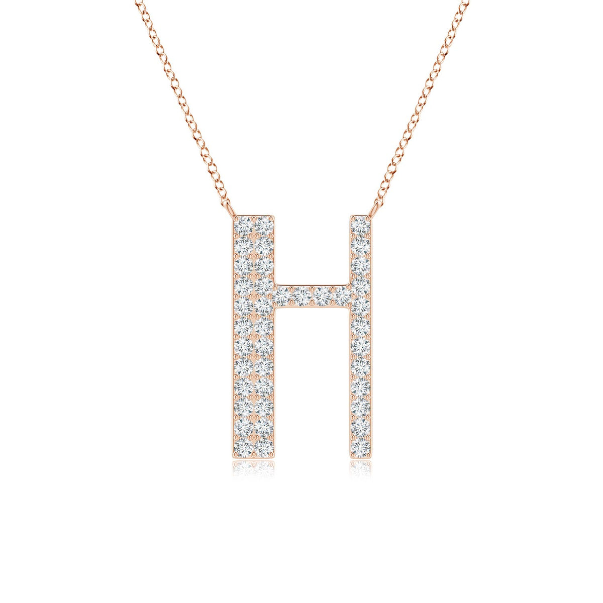 Lowercase "H" Initial Pendant in 14K Rose Gold