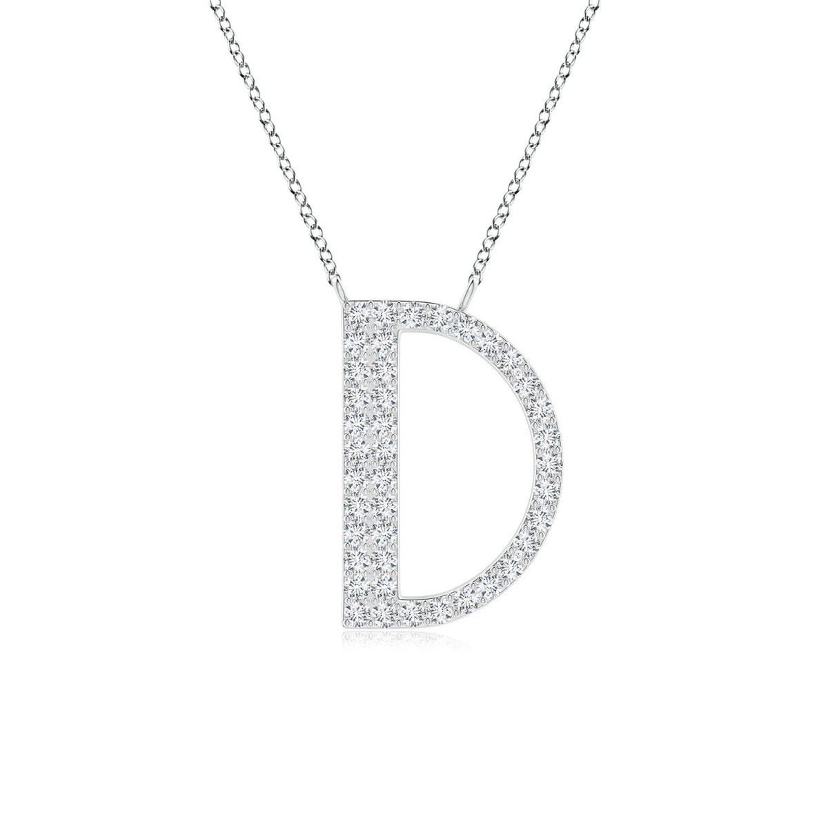 Lowercase "D" Initial Pendant in 14K White Gold