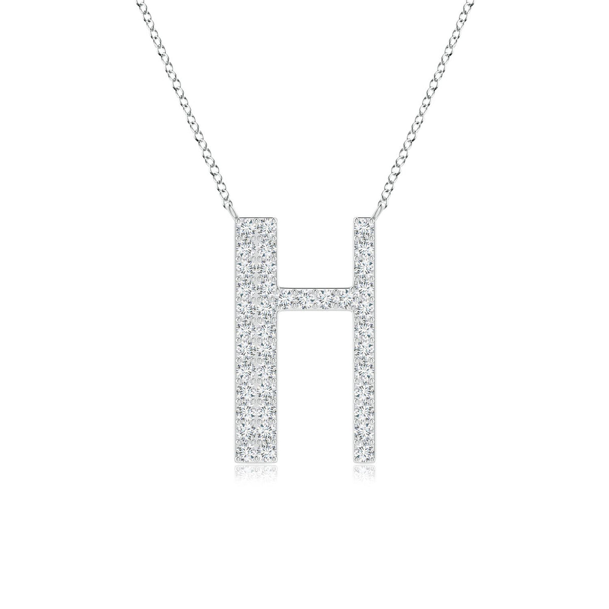 Lowercase "H" Initial Pendant in 14K White Gold