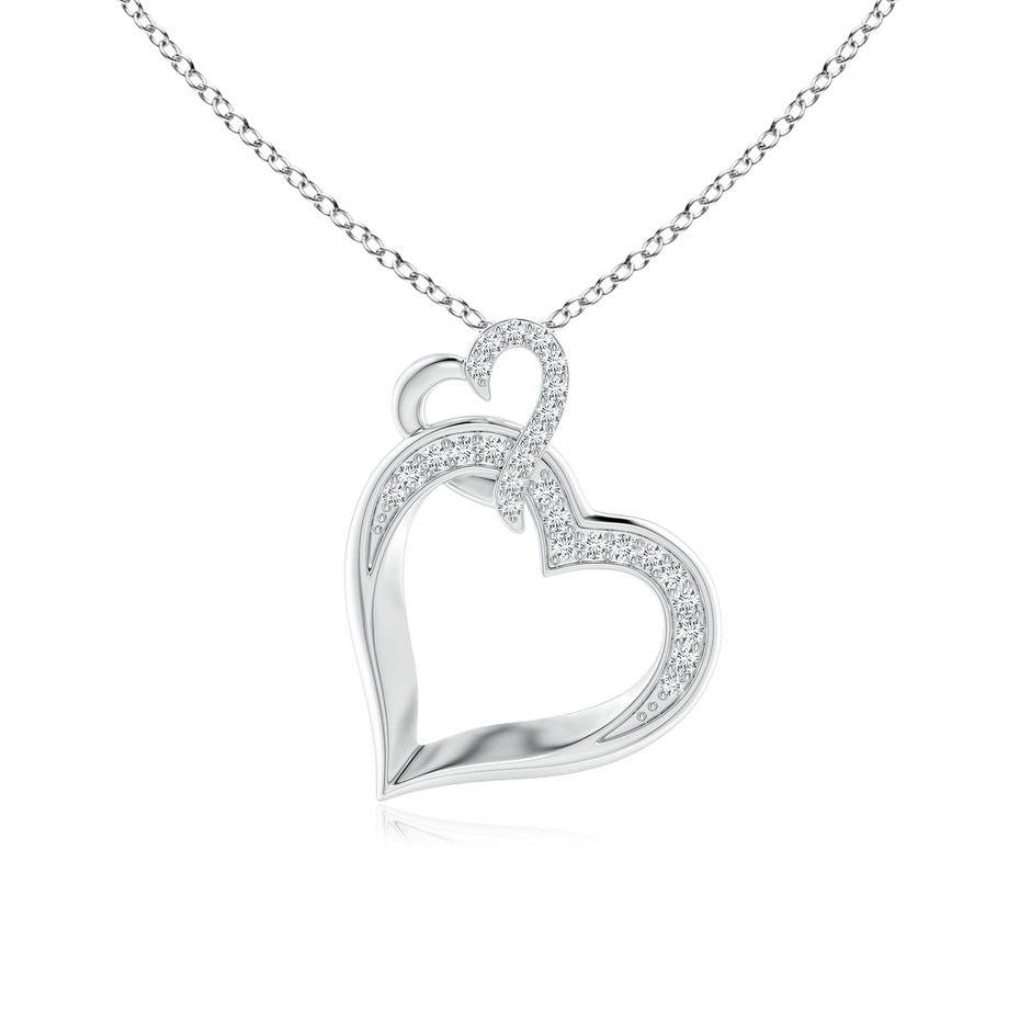 Interlinked Diamond Tilted Heart Pendant