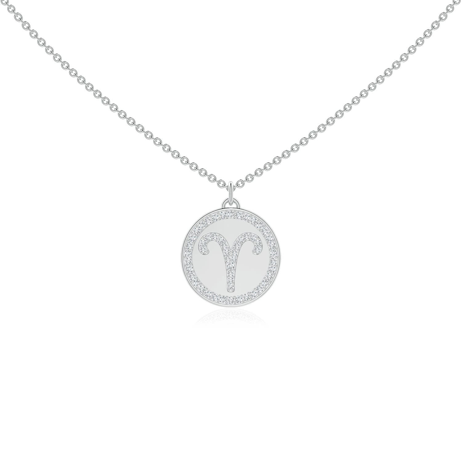 0.28 CTW Diamond Aries Zodiac Sign Reversible Medallion Pendant in 14K White Gold