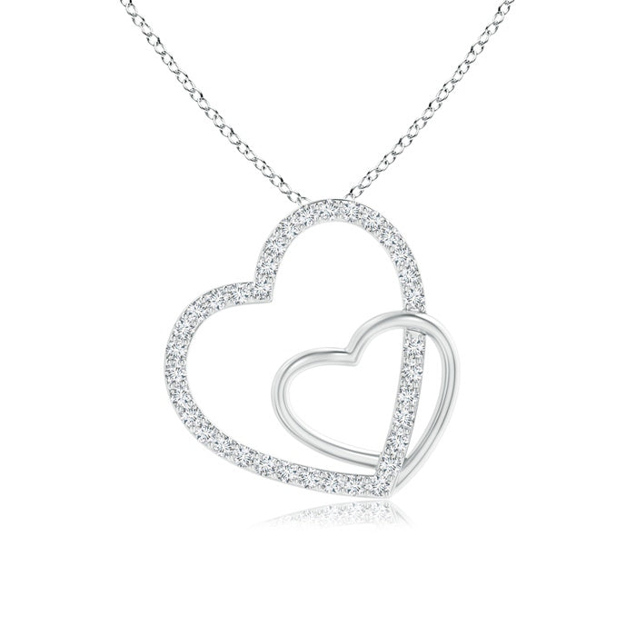 Entwined Diamond Double Tilted Heart Pendant