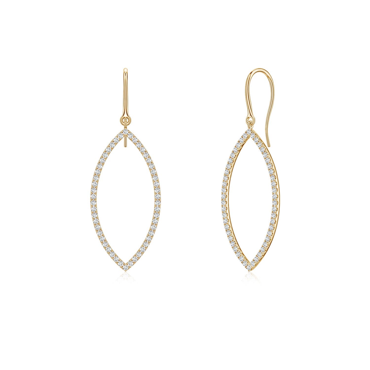 0.94 CTW Dangling Two Stone Diamond Earrings in 18K Yellow Gold