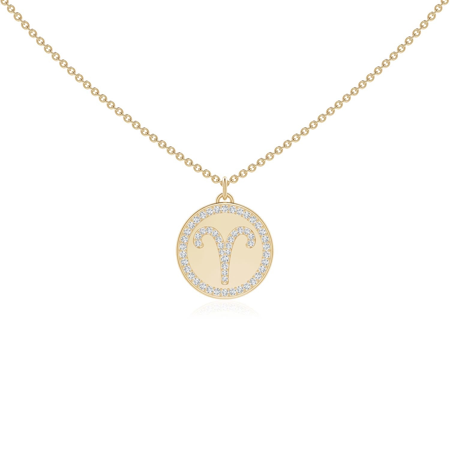 0.28 CTW Diamond Aries Zodiac Sign Reversible Medallion Pendant in 14K Yellow Gold